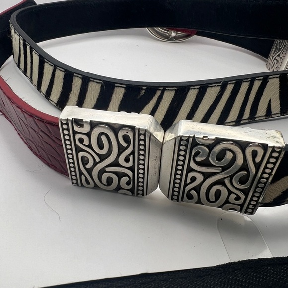Chicos Black Calf Hair, Zebra, and Red Croc Silver tone Buckle & Reversible Belt - Picture 6 of 13